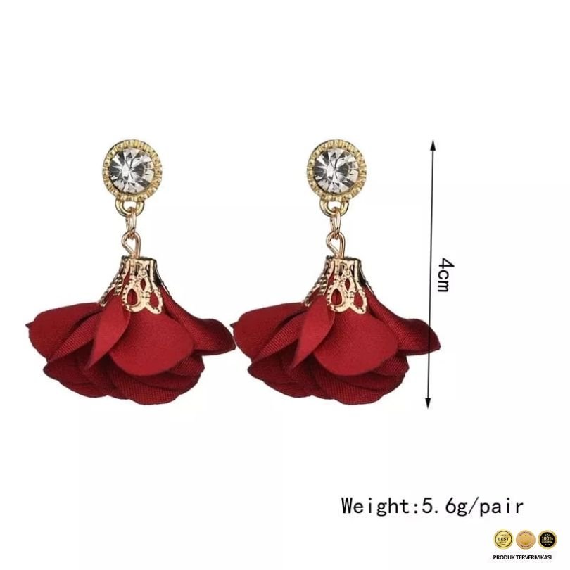 Anting Kain Bunga Rose
