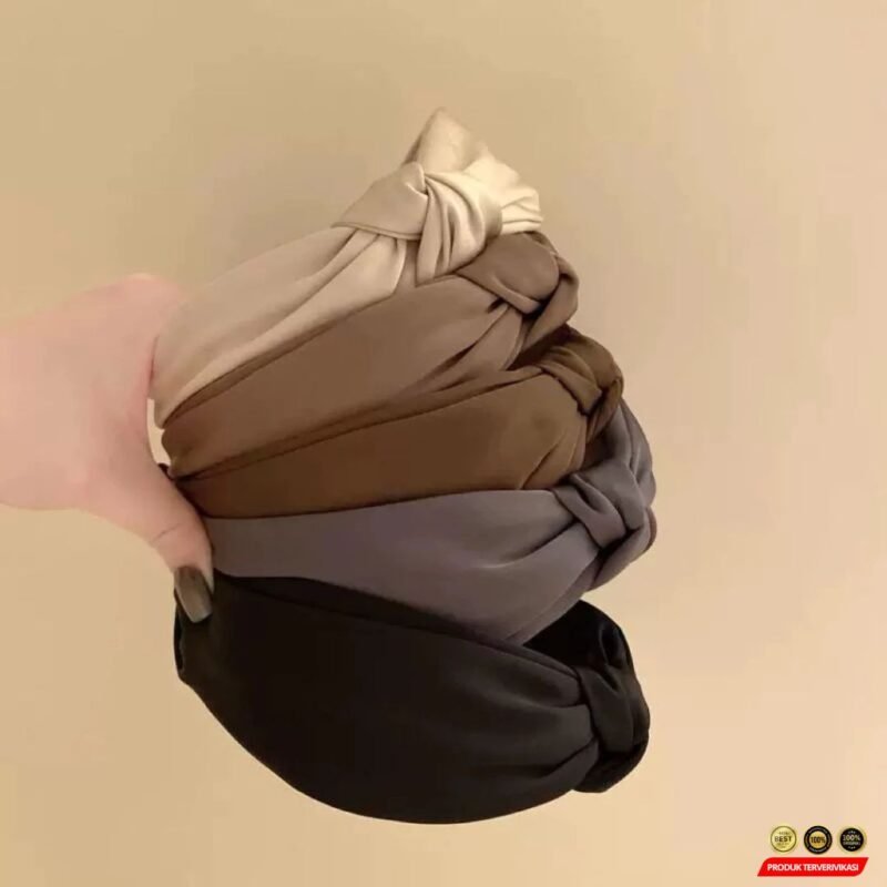 Bando Satin Simpul Warna Lembut Earth Tone Elegan - Gambar 4
