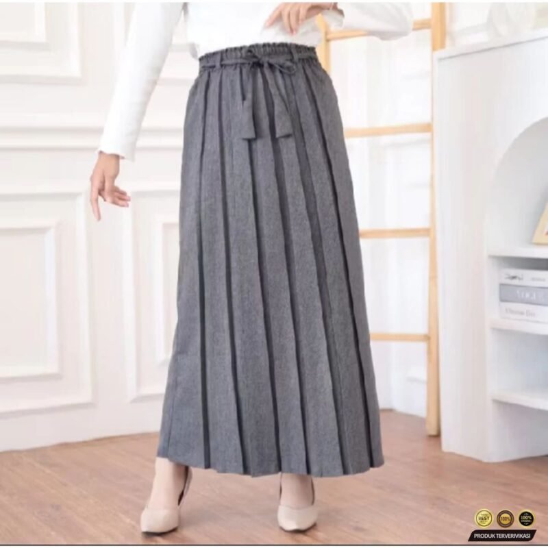 Rok Plisket Wanita Bahan Semiwoll