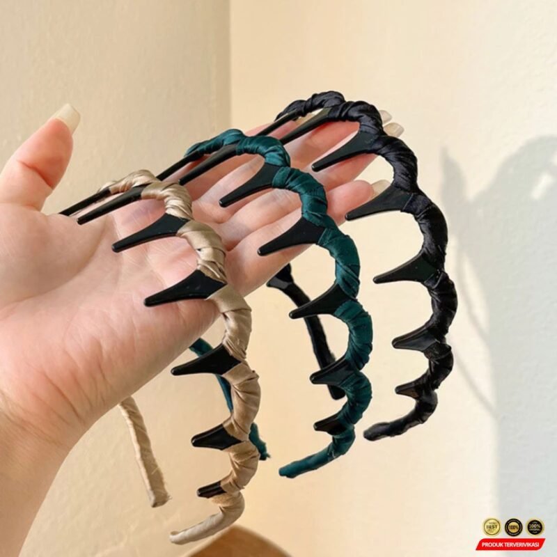 Bando Sirkam Gerigi Polos Velvet Motif Leopard Elegan Wanita - Gambar 5