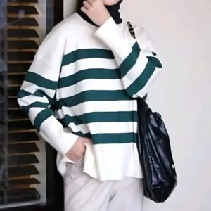 Sweater Rajut Wanita DIORA Desain Oversize Stripe Cozy Trendi