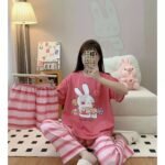piyama perempuan remaja Baju tidur dewasa set 3 in 1 Bahan lembut