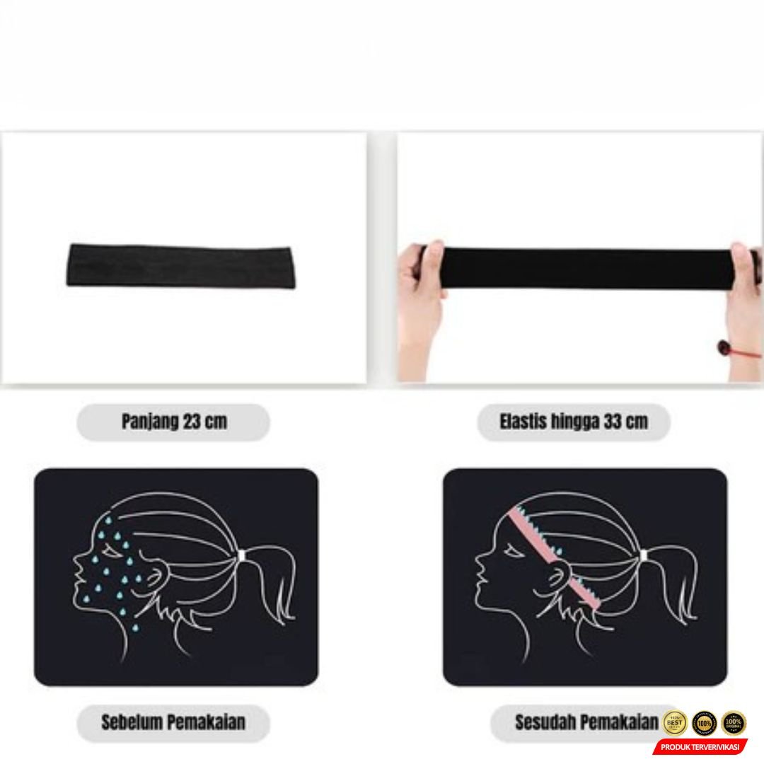 Ikat Kepala Bando Olahraga Sweat Sport Headband Anti Slip - Gambar 7
