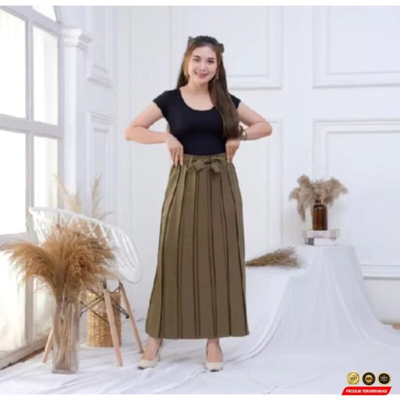 Rok Plisket Wanita Bahan Semiwoll