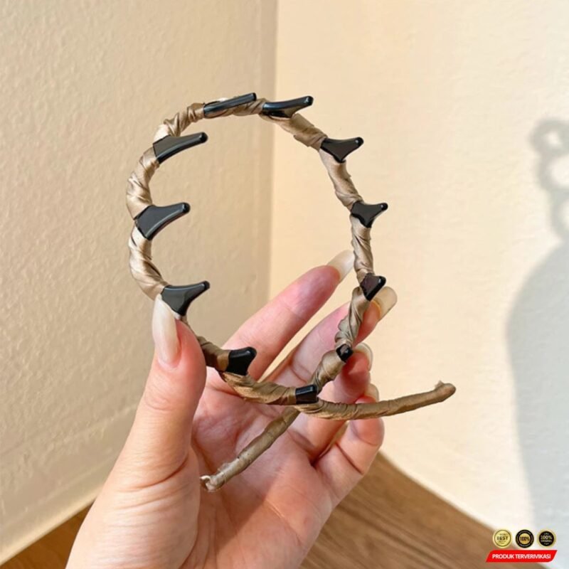 Bando Sirkam Gerigi Polos Velvet Motif Leopard Elegan Wanita - Gambar 6