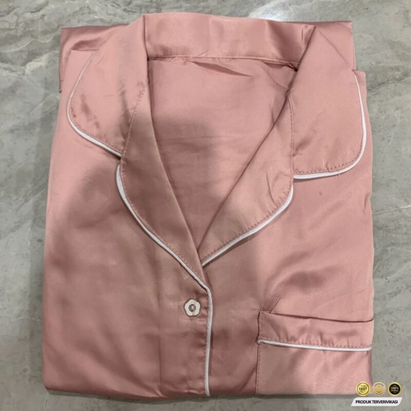 Baju Tidur Wanita Piyama Setelan Satin CP Celana Panjang Polos AVERU - Gambar 5