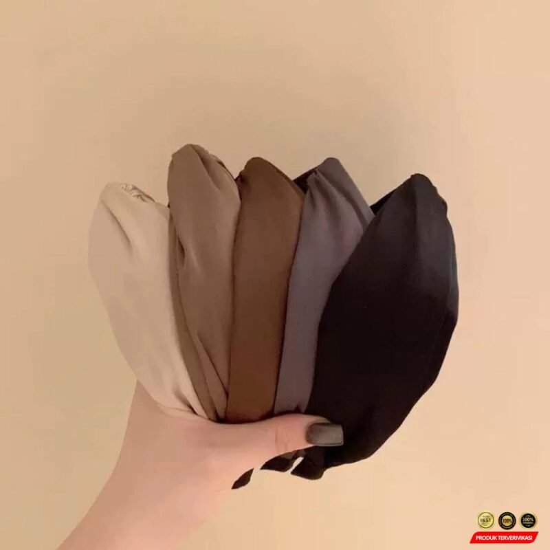 Bando Satin Simpul Warna Lembut Earth Tone Elegan - Gambar 5
