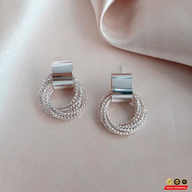 Anting Stud Bulat Geometris Anting Stud Bulat Geometris - Gambar 3