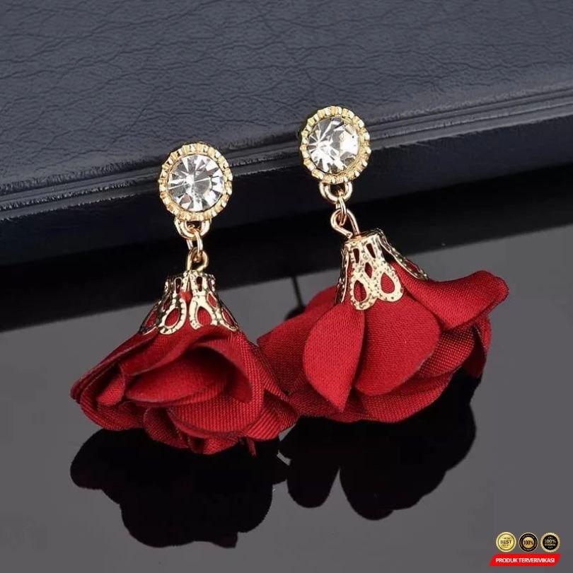 Anting Kain Bunga Rose