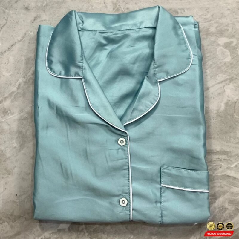 Baju Tidur Wanita Piyama Setelan Satin CP Celana Panjang Polos AVERU - Gambar 7