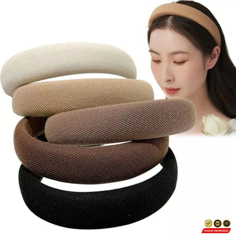 Bando Spon Lebar Polos Aksesori Rambut Korea Ala Nagita Slavina - Gambar 8