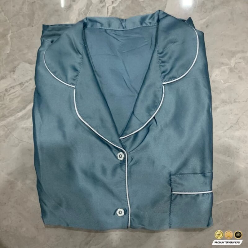 Baju Tidur Wanita Piyama Setelan Satin CP Celana Panjang Polos AVERU - Gambar 8